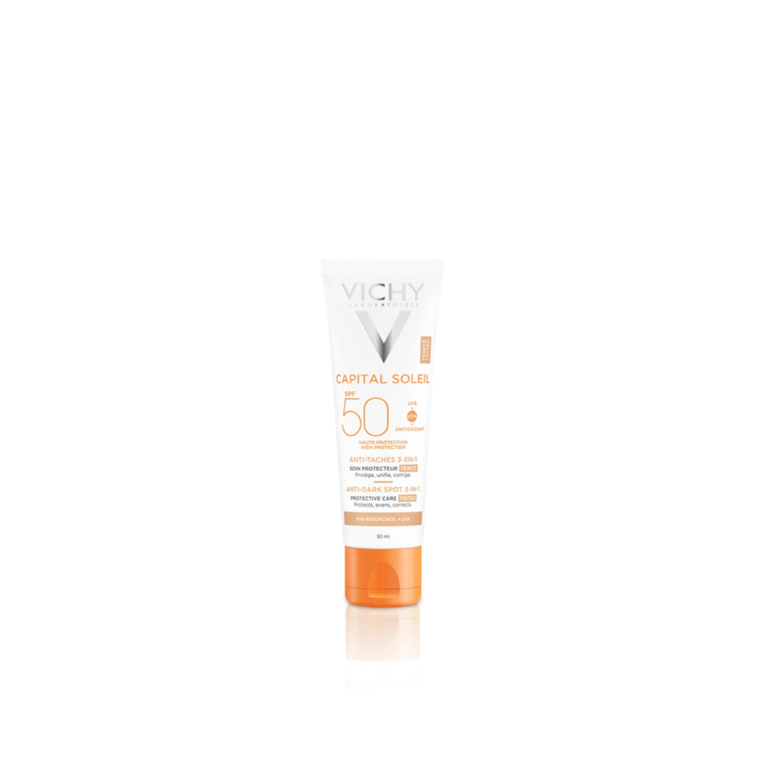 Vichy Capital Soleil Tinted Anti-Dark Spots Sunscreen SPF 50 - Tinted sunscreen for dark spots and anti-aging protection.