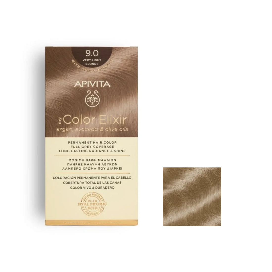 Apivita Permanent Hair Color 9.0 Very Light Blonde – Natural, radiant blonde color with full gray coverage.