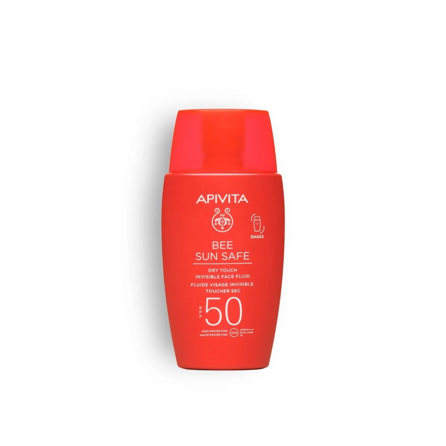 Apivita Dry Touch Invisible Face Fluid SPF50 – ultra-light sun protection with a matte, dry-touch finish.