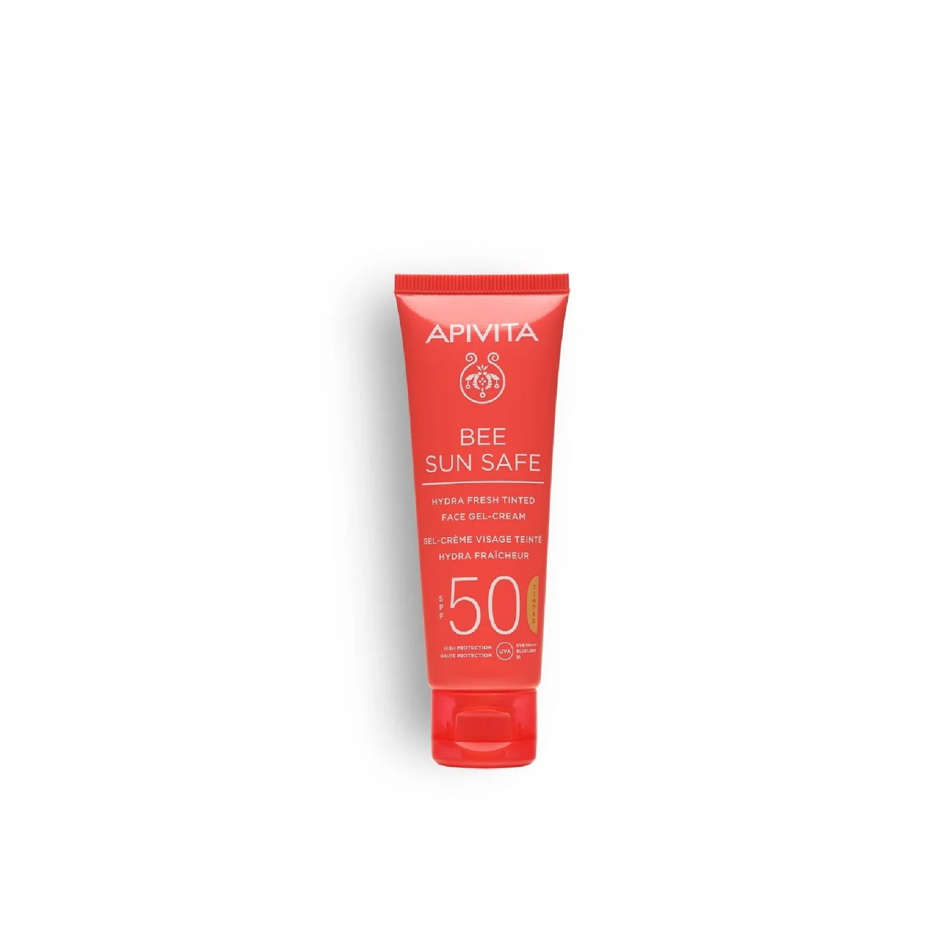 Apivita Hydra Fresh Tinted Face Gel-Cream SPF50 – Tinted moisturizer with SPF50 for sun protection and a radiant complexion.