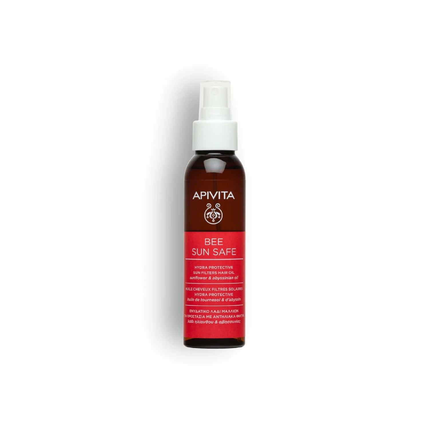 Apivita Hydra Protective Sun Filters Hair Oil – nourishing UV protection for radiant, sun-kissed hair.