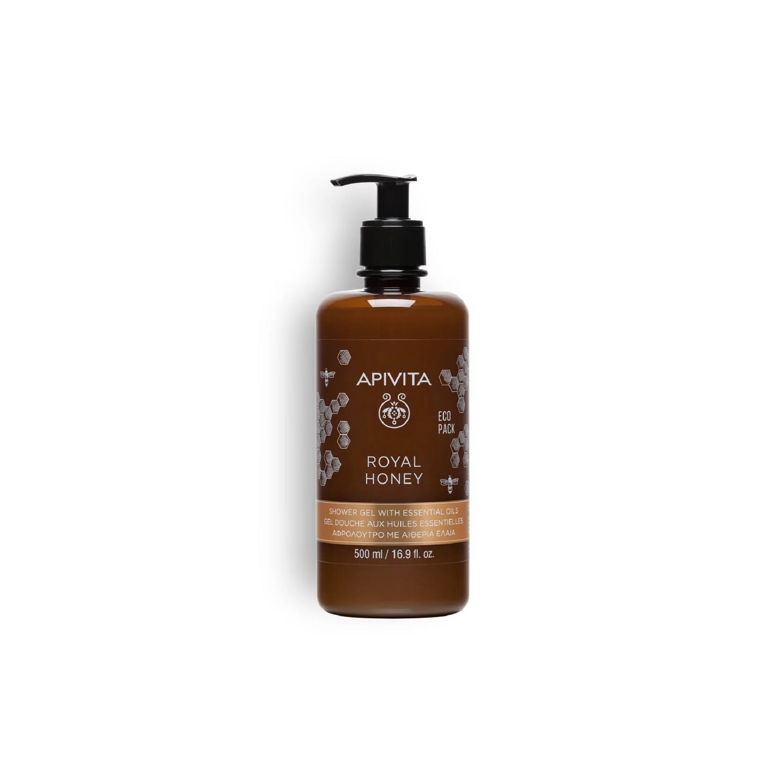 Apivita Royal Honey Shower Gel with Essential Oils Ecopack – Refreshing and eco-friendly body wash with natural essential oils.