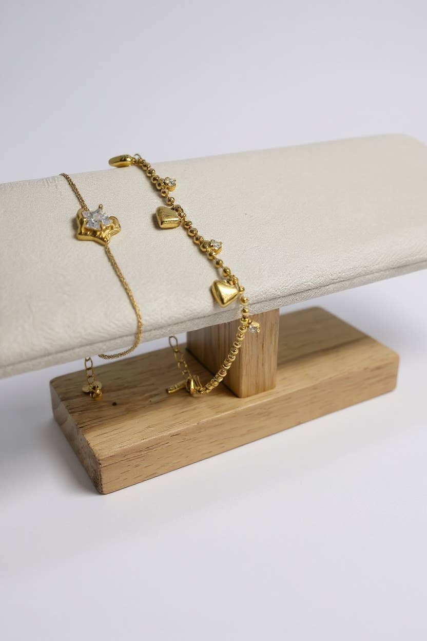 Wooden bracelet display RY37: Beige / Wood