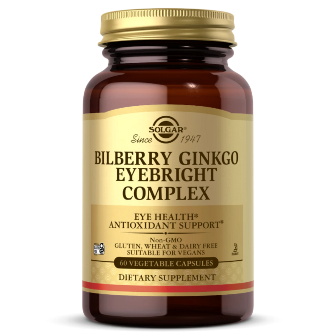 Solgar Bilberry Ginkgo Eyebright Complex Bottle for eye health support.