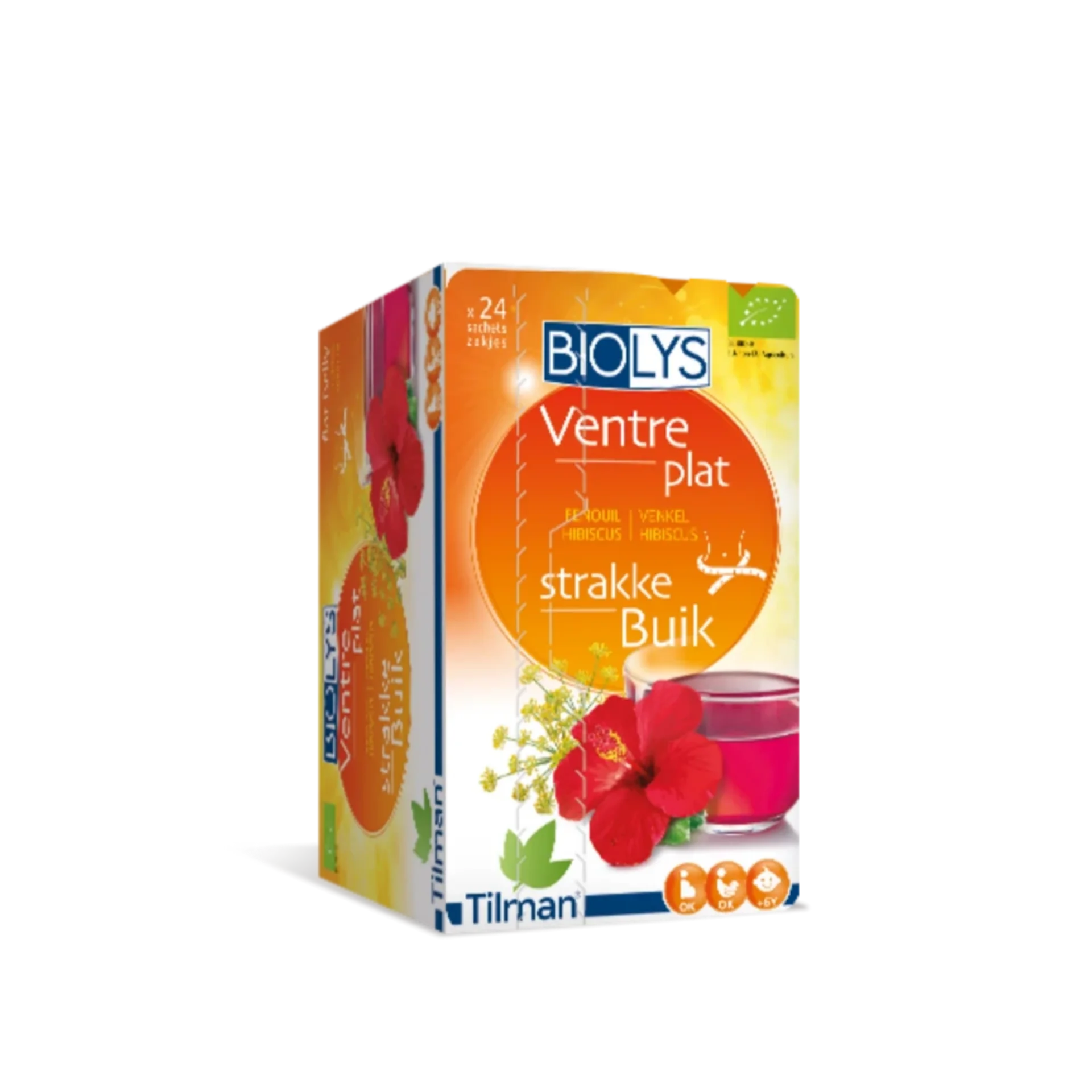 Biolys® Flat Belly Tea with fennel and hibiscus for slimming and detox. Organic and naturally flavored herbal tea.