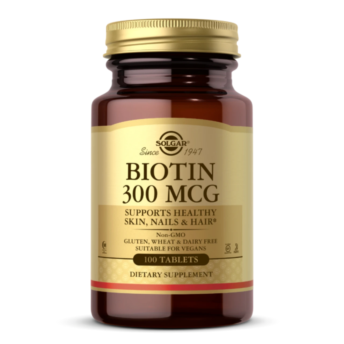 Solgar Biotin 300 mcg Bottle  for Healthy Skin, Nails &amp; Hair