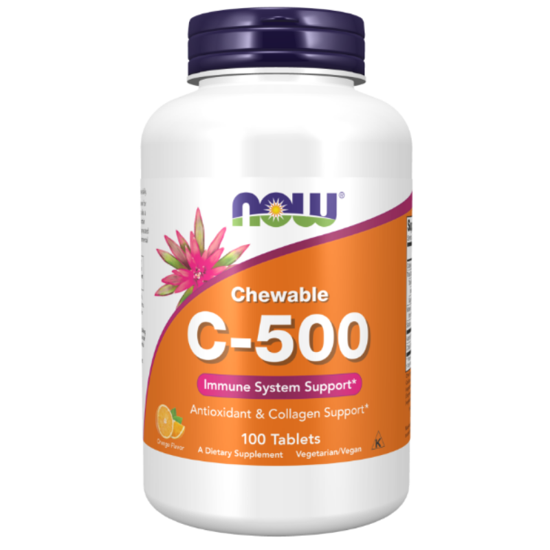 NOW Foods Vitamin C-500 Orange Chewable Tablets - Immune support and antioxidant protection.