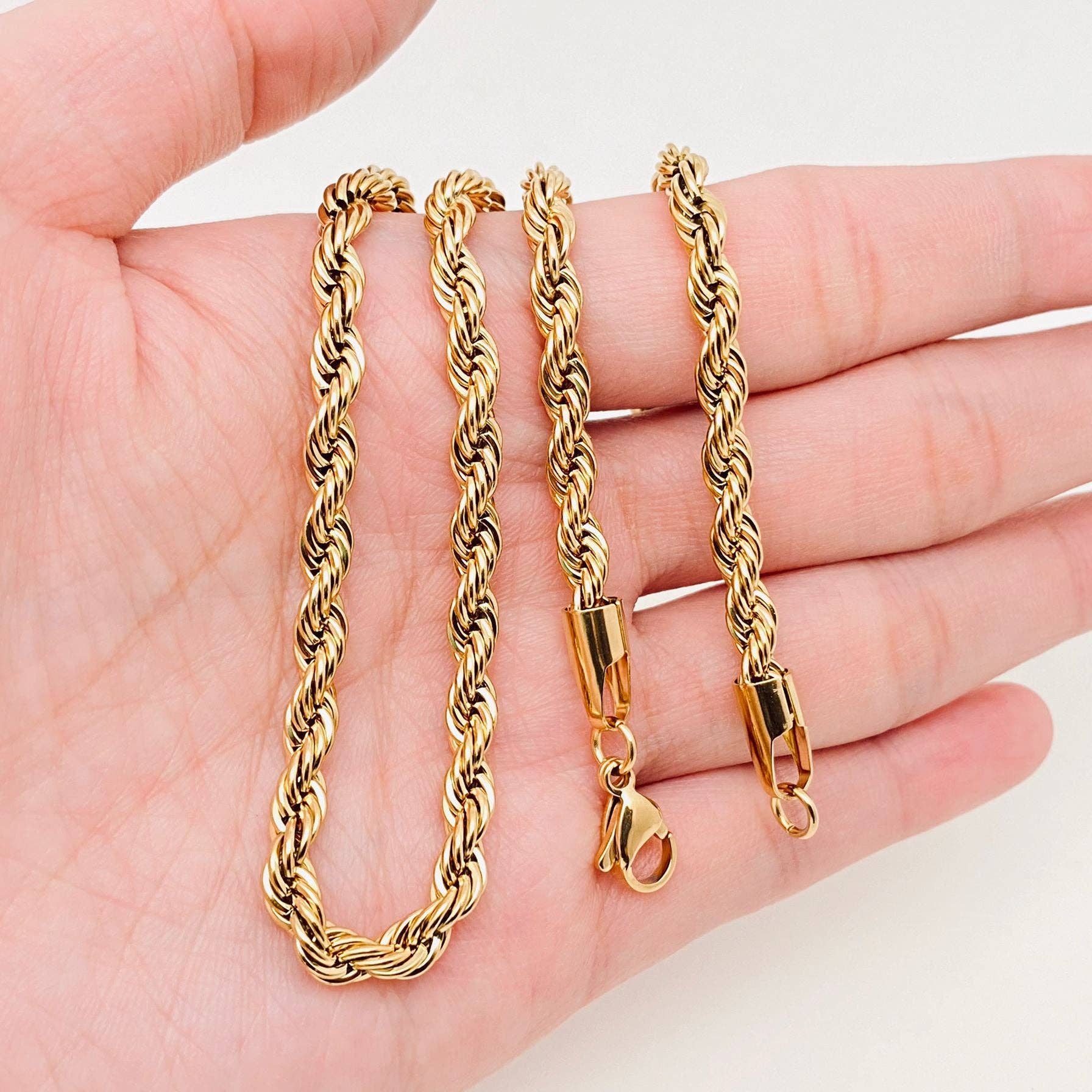 Twists Shape 18K Gold-plated Stainless Steel Chain - MJ/FGS: 6mm*600mm