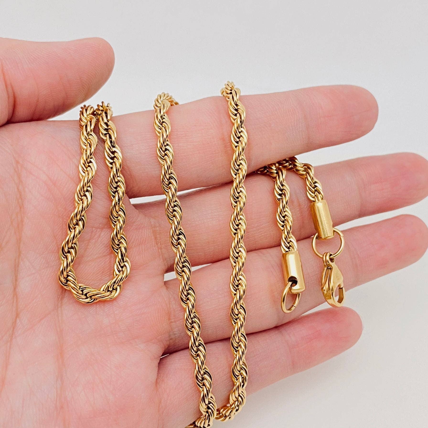 Twists Shape 18K Gold-plated Stainless Steel Chain - MJ/FGS: 6mm*600mm
