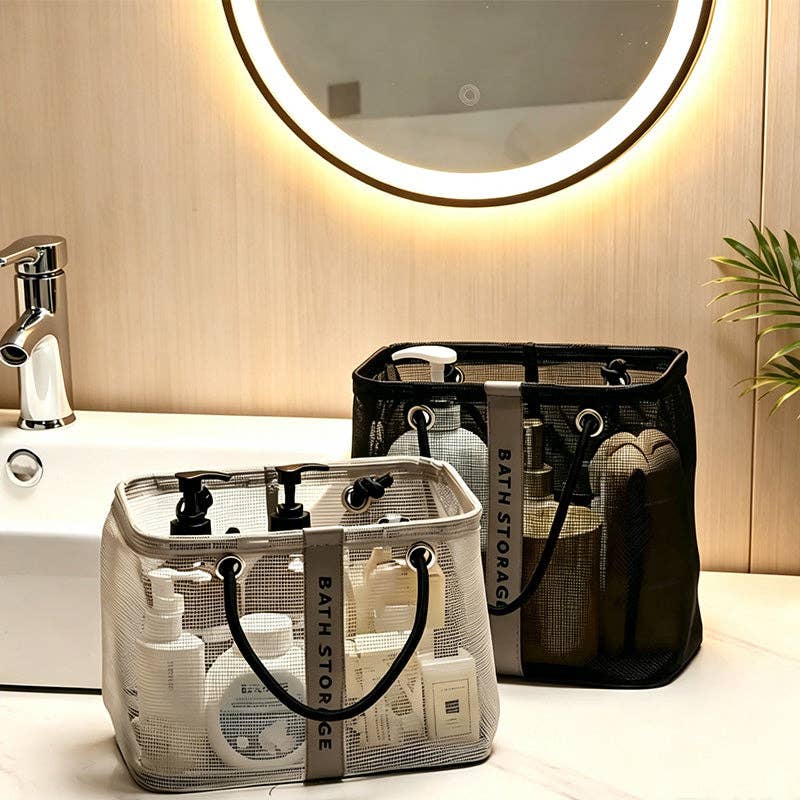 CouldNook Mesh Bath Shower Organizer Bag - Home Organizer Bag: Grey / Small