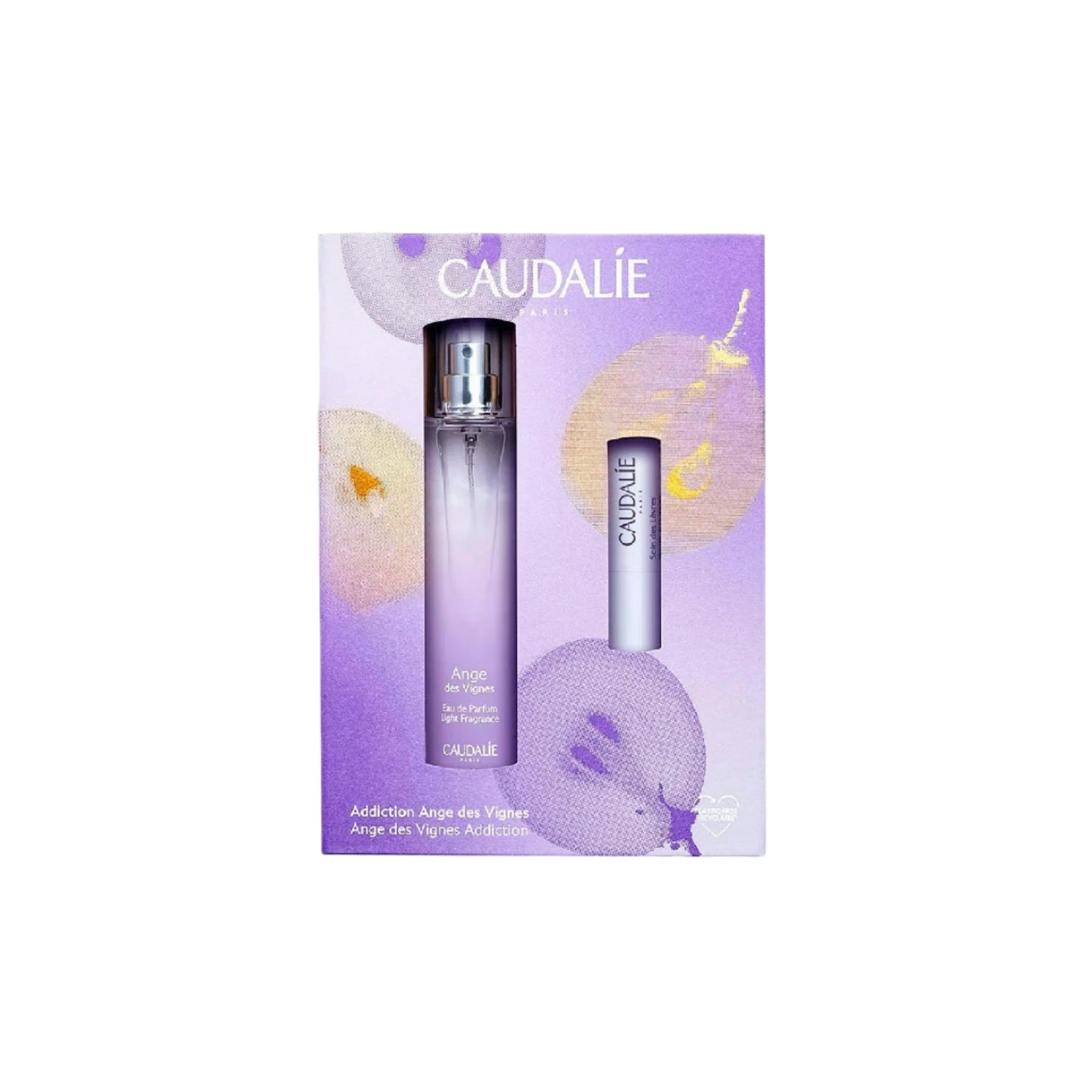 Caudalie Ange des Vignes Eau de Parfum Duo featuring a perfume bottle and a lip care stick.