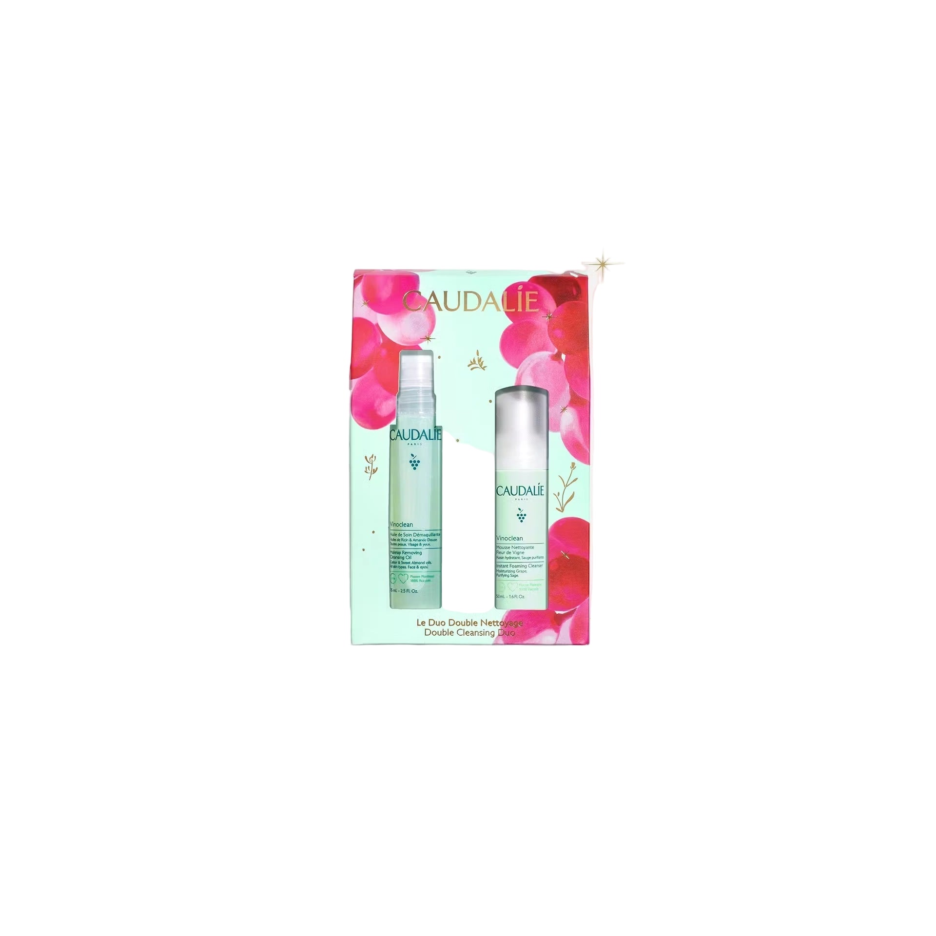 Caudalie Vinoclean Double Cleansing Duo with Make-up Removing Cleansing Oil and Instant Foaming Cleanser