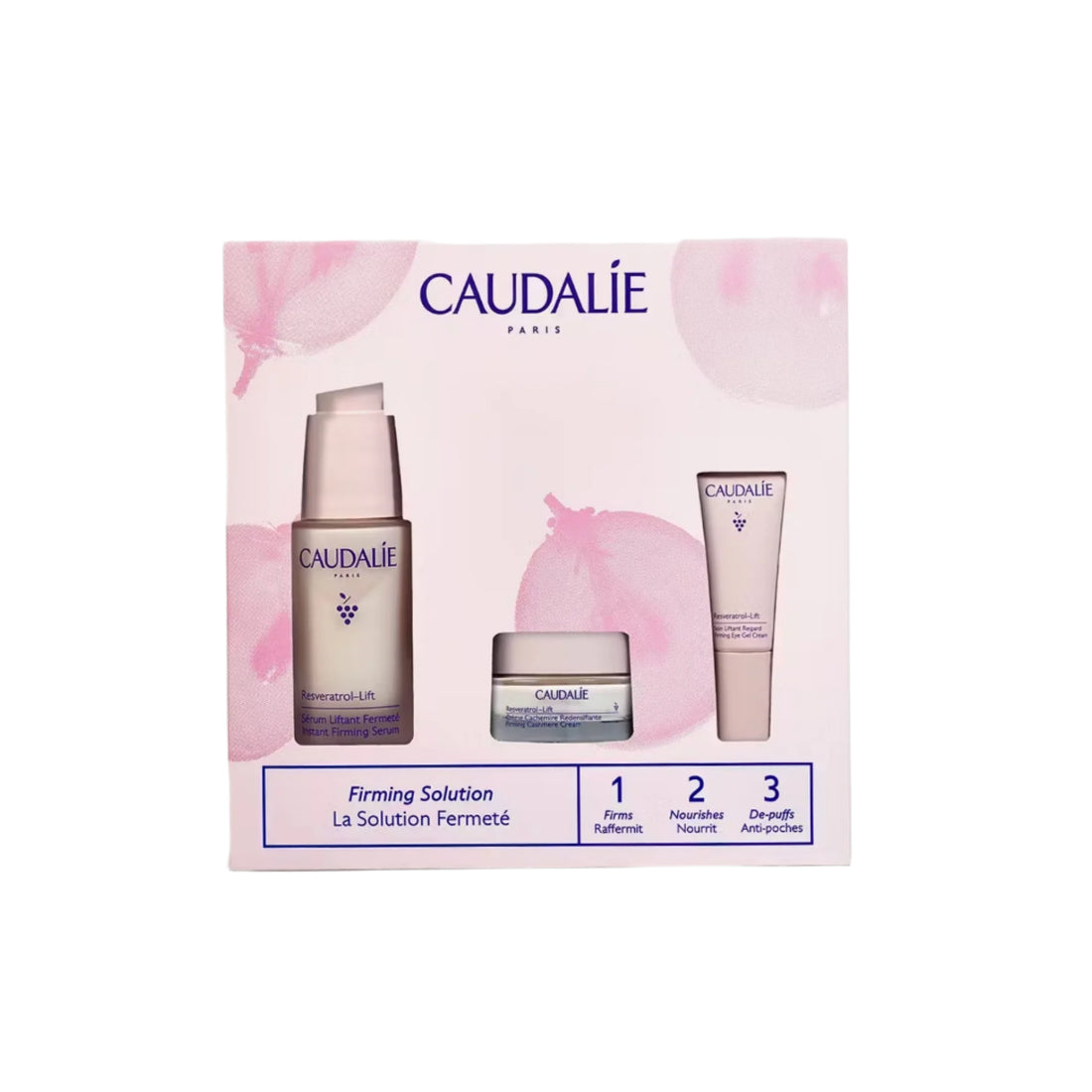 Caudalie Resveratrol–Lift Firming Set with Serum, Eye Cream, and Firming Cream.