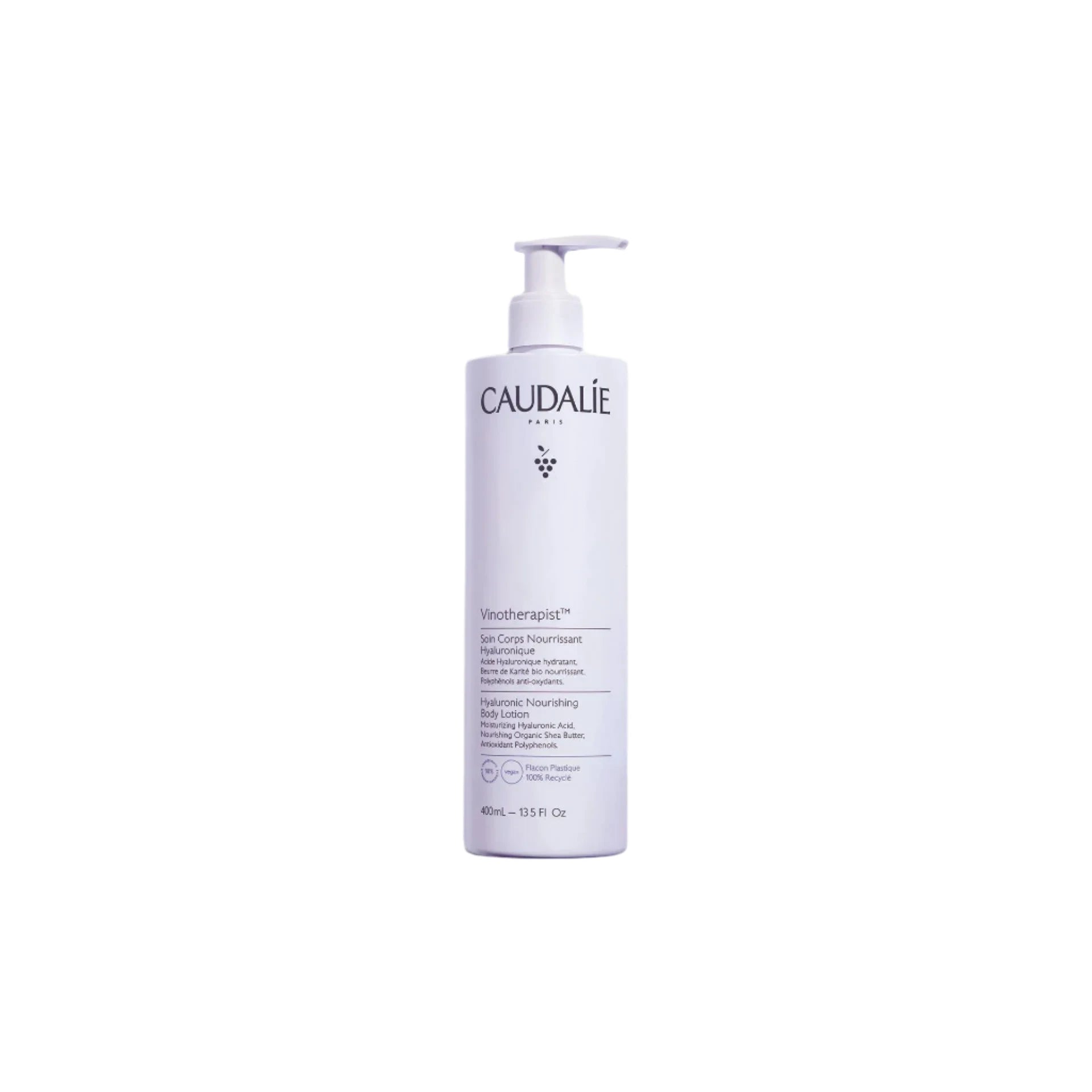 Caudalie Hyaluronic Nourishing Body Lotion showcasing lightweight and hydrating skincare for all skin types.