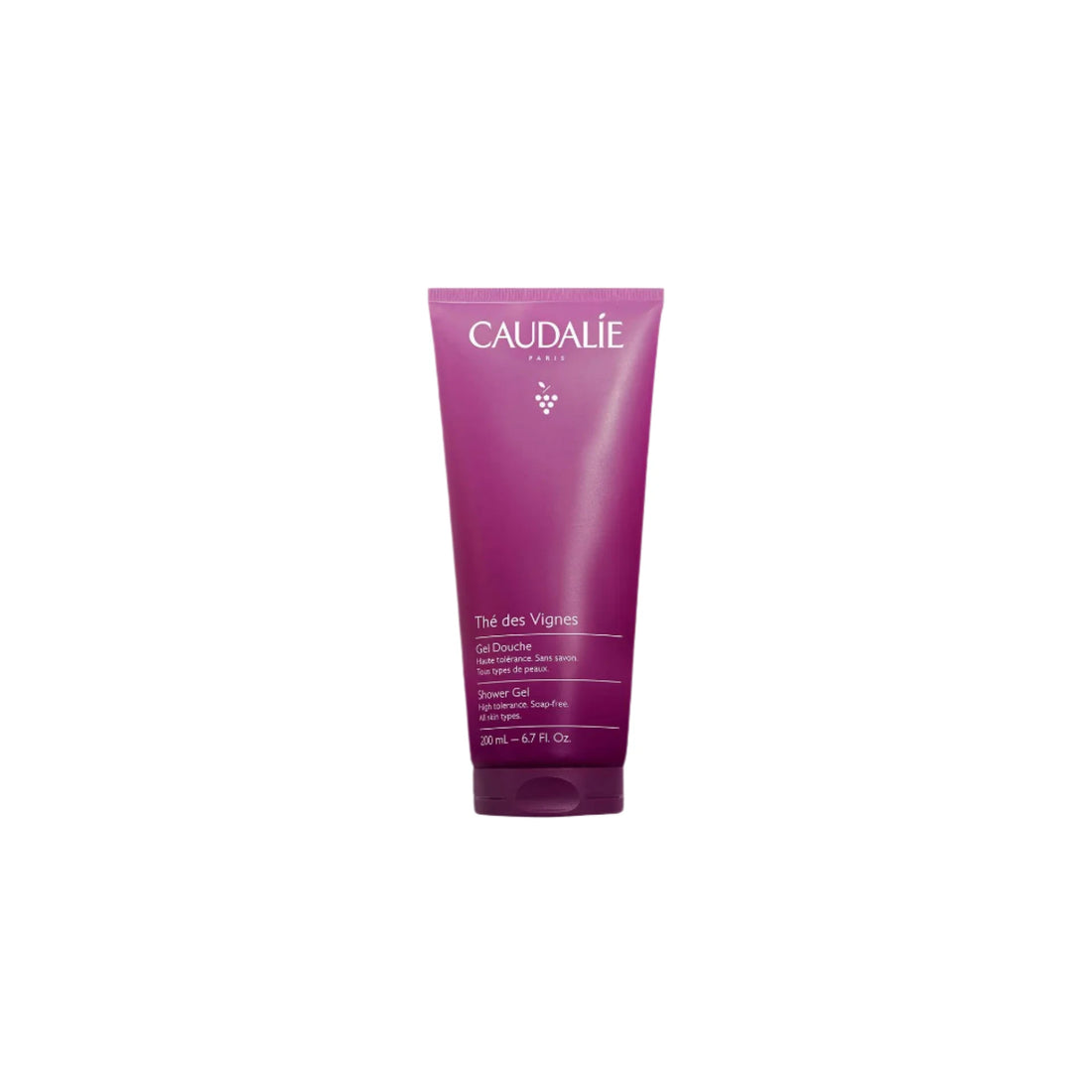 Caudalie Shower Gel Thé des Vignes, soap-free, gentle cleansing with notes of white musk, neroli, and ginger.