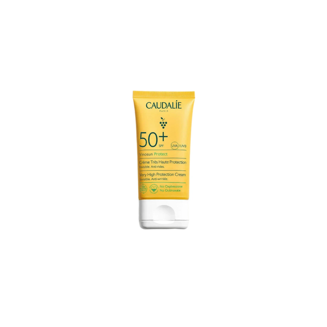 Caudalie Very High Protection Cream SPF 50+ – Anti-wrinkle sunscreen with high SPF protection for sensitive skin.

