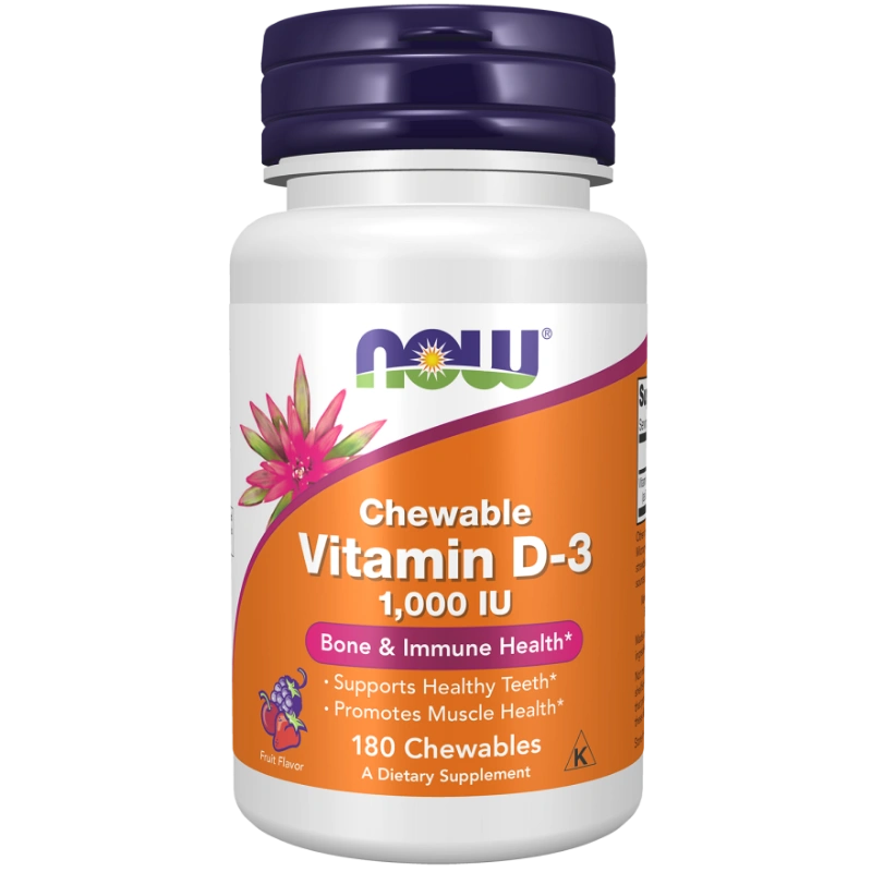 NOW Foods Vitamin D-3 1000 IU Chewables - Bone and immune health.