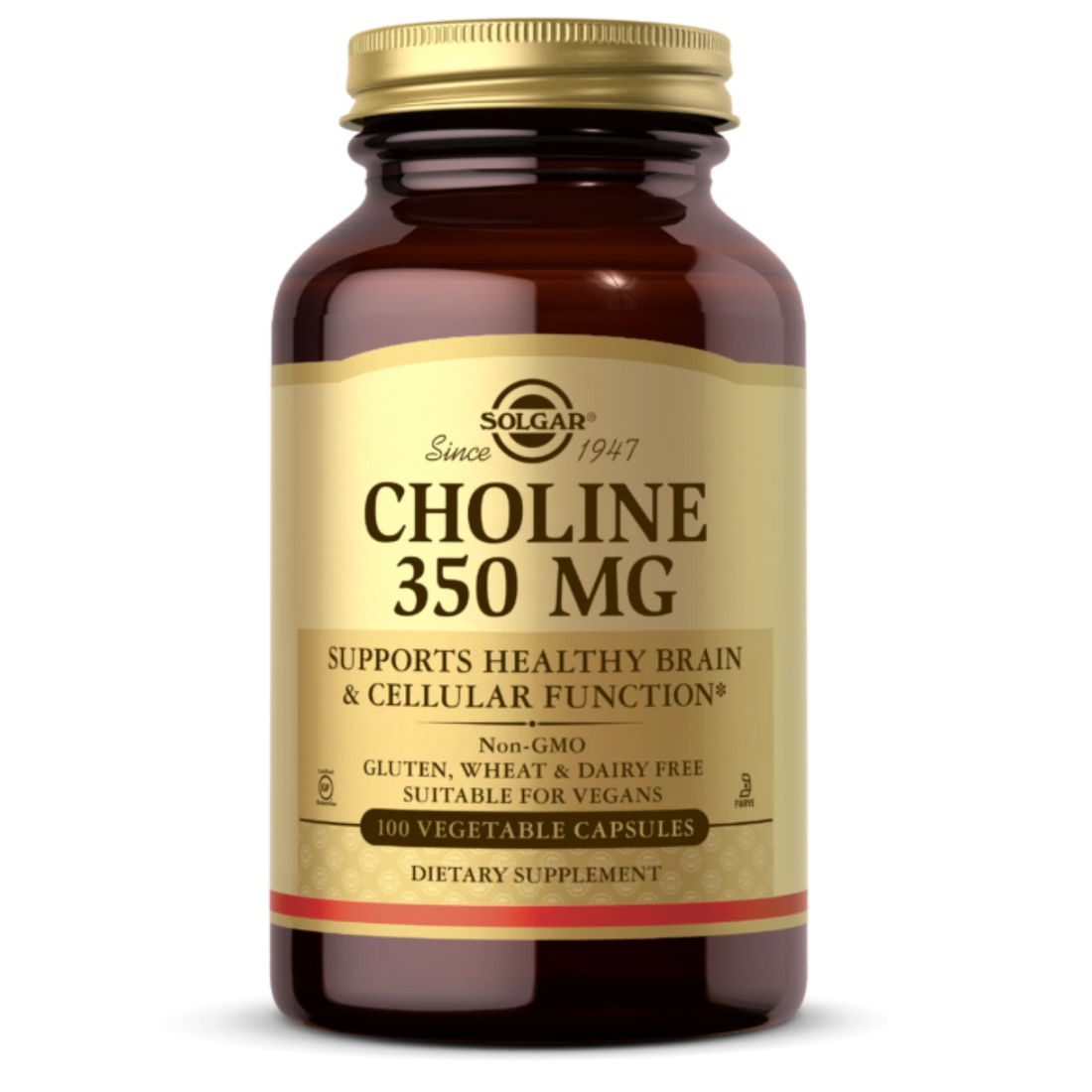 Solgar Choline 350mg bottle with nutritional supplement tablets