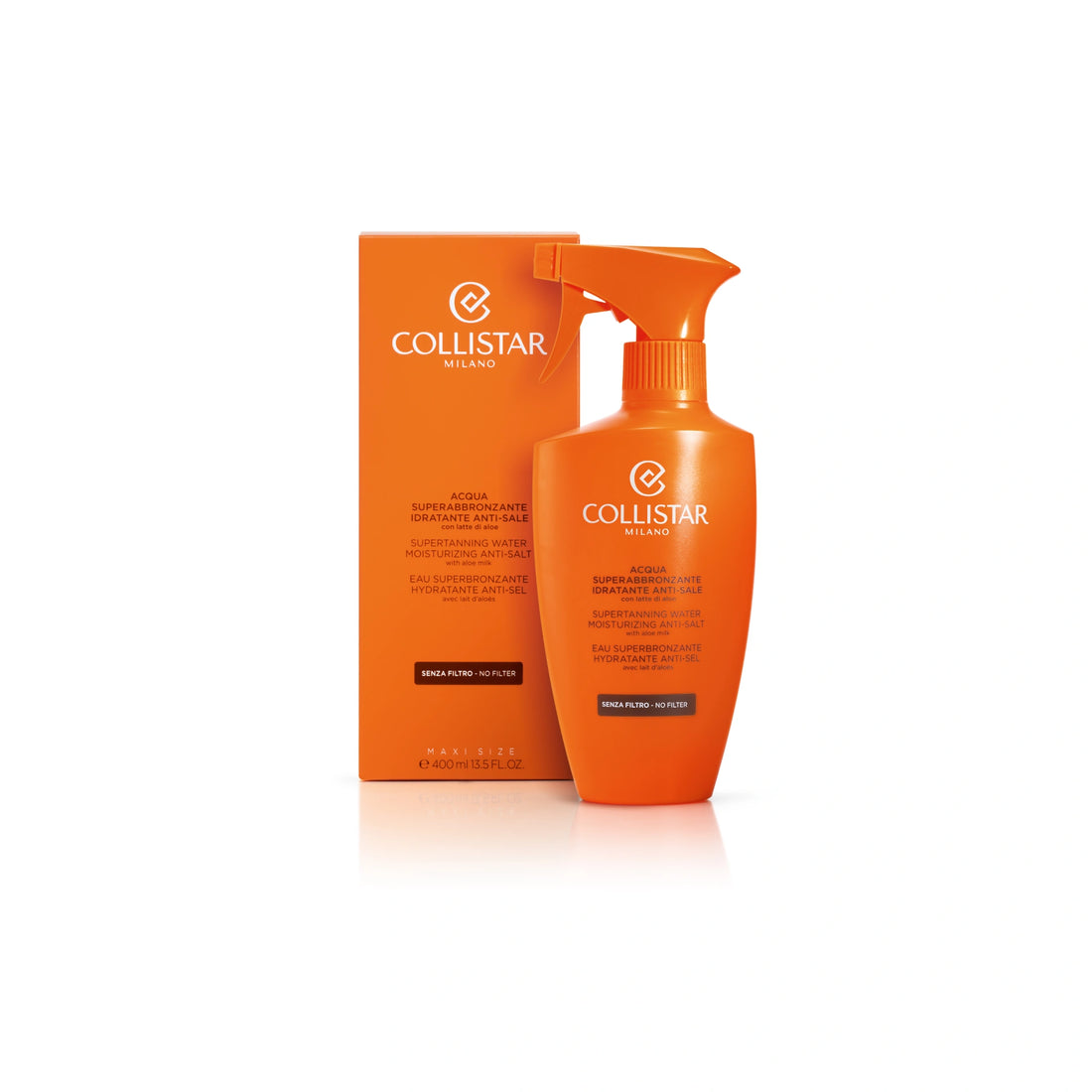 Collistar Supertanning Water Anti-Salt – Hydrating and refreshing spray for face, body, and hair after sun or sea.