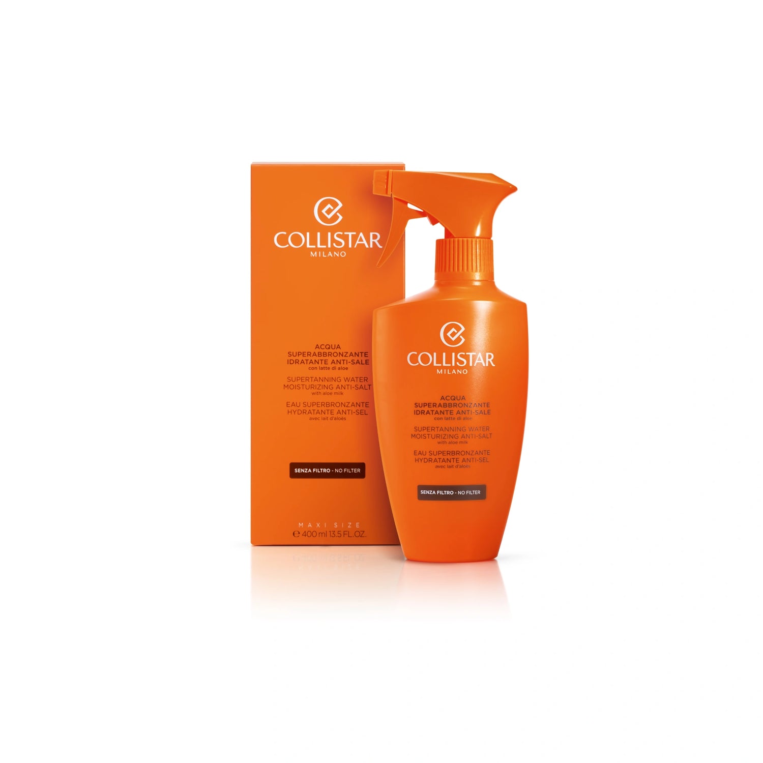 Collistar Supertanning Water Anti-Salt – Hydrating and refreshing spray for face, body, and hair after sun or sea.