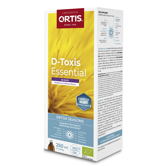 Ortis D-Toxis Essential - Comprehensive detox support with organic plant blend.