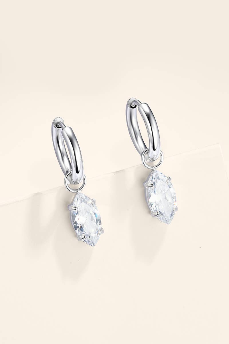 Stainless steel marquise zircon drop hoop earrings 124AQ793: Or / 100% Acier inoxydable