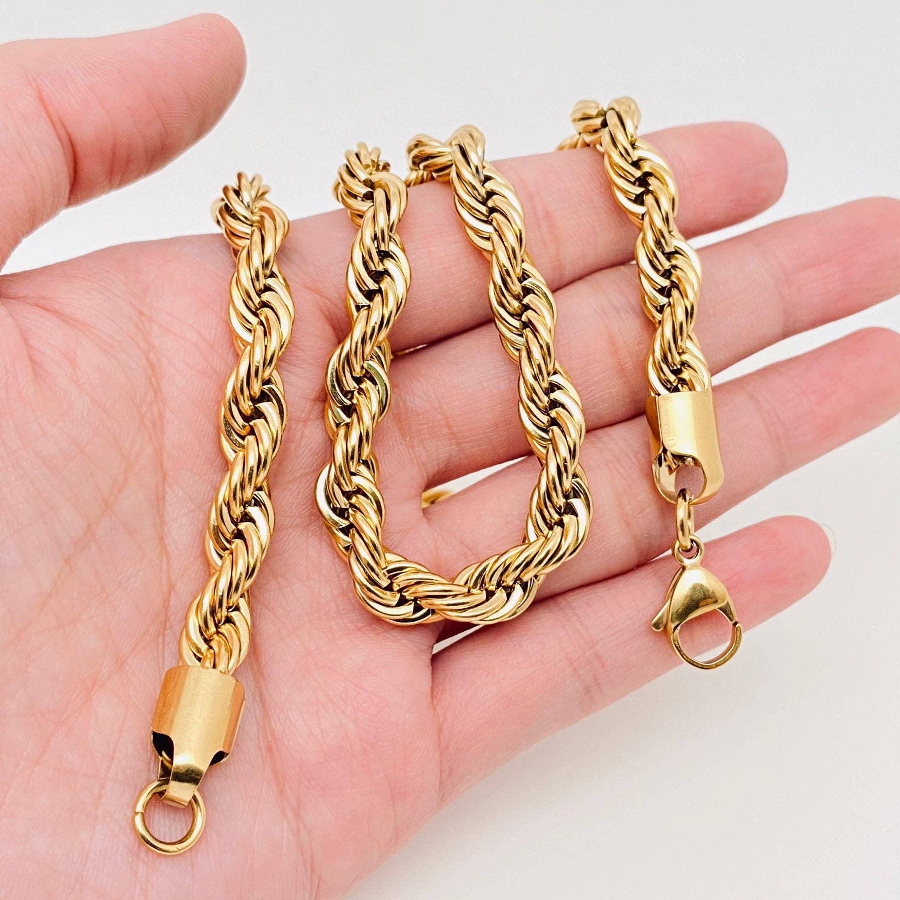 Twists Shape 18K Gold-plated Stainless Steel Chain - MJ/FGS: 8mm*500mm