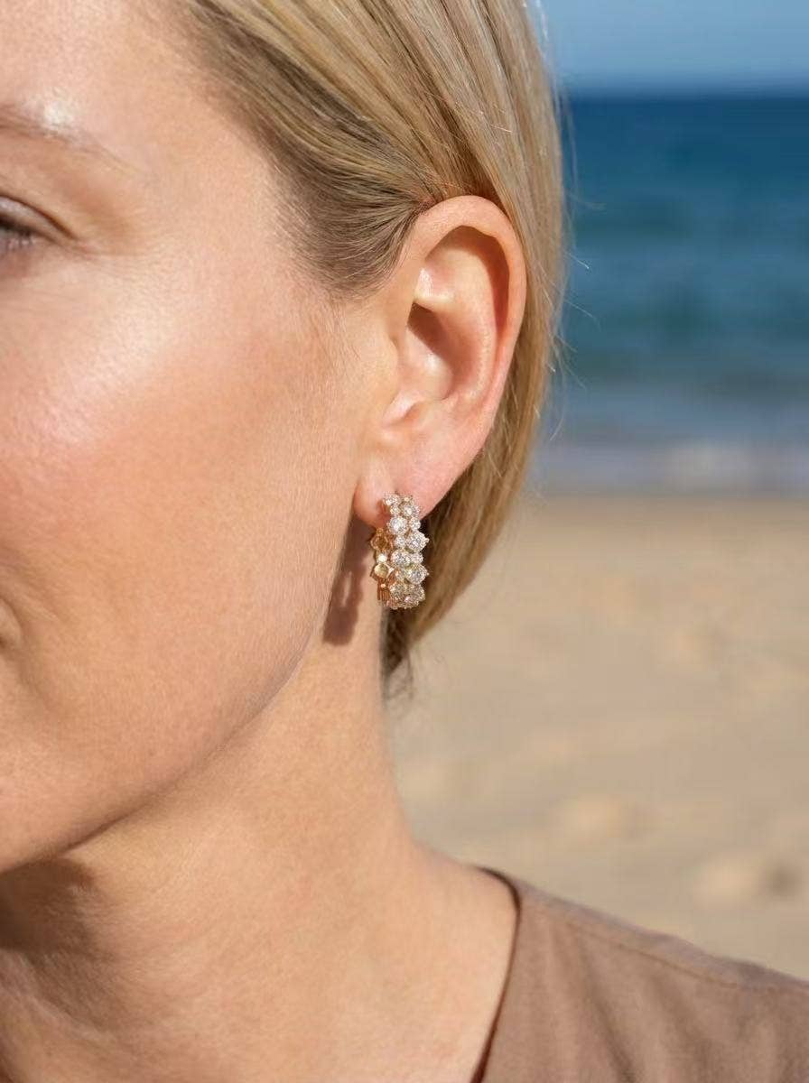 Rhinestone hoop earrings 124AQ116: Silver