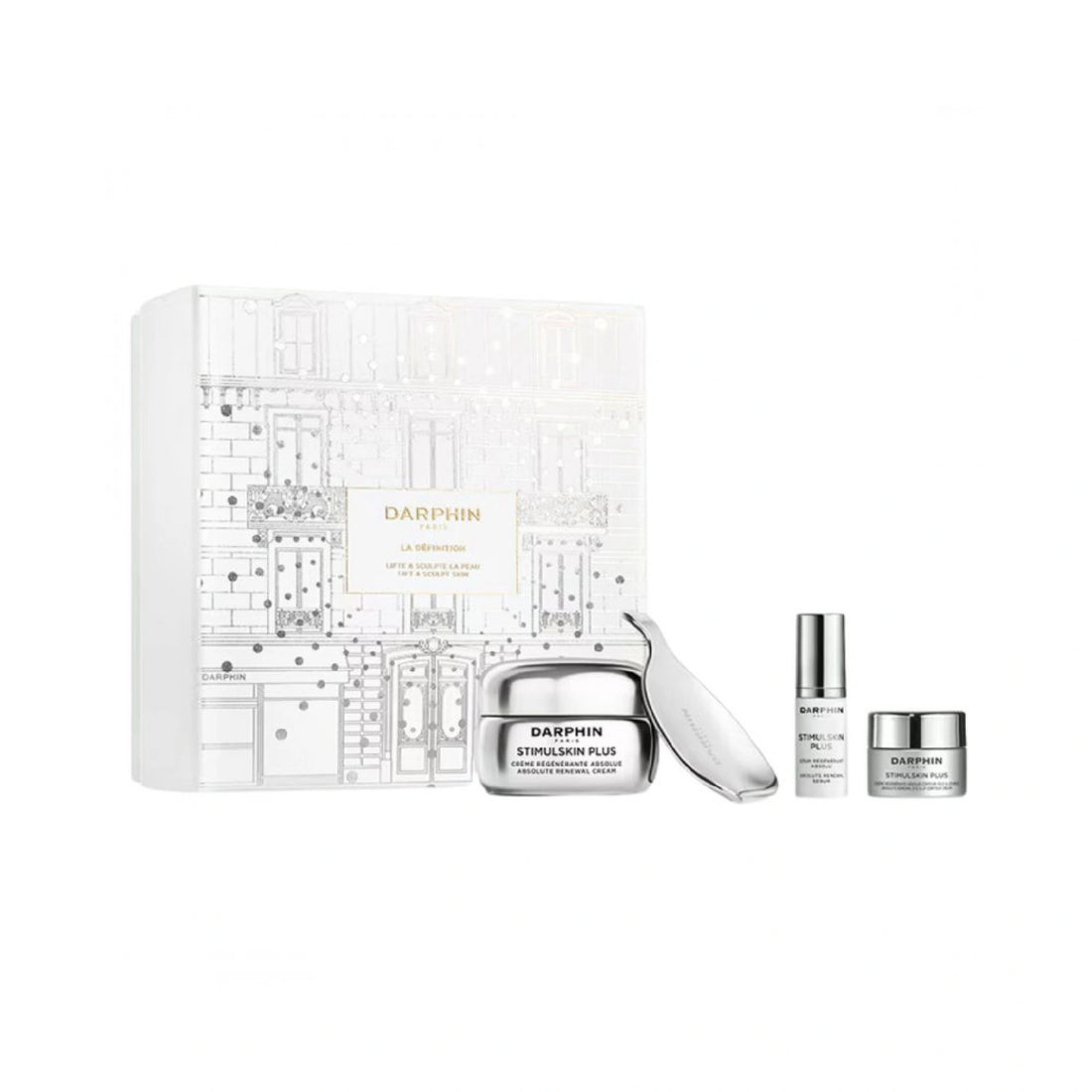 Darphin Promo La Définition Stimulskin Plus Set – anti-aging skincare set with cream, serum, eye &amp; lip cream, and massage tool for lifted, youthful skin.