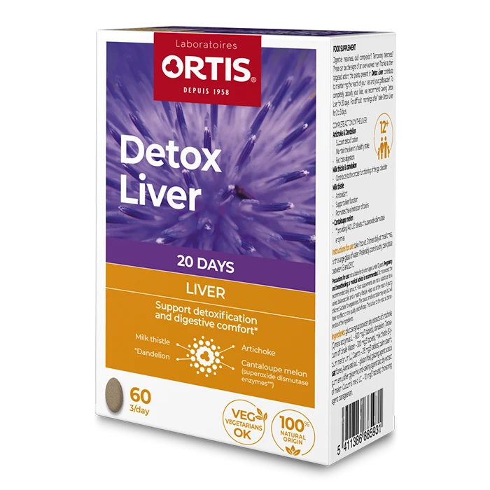 Ortis Detox Liver - Liver health and detox support with artichoke and milk thistle.