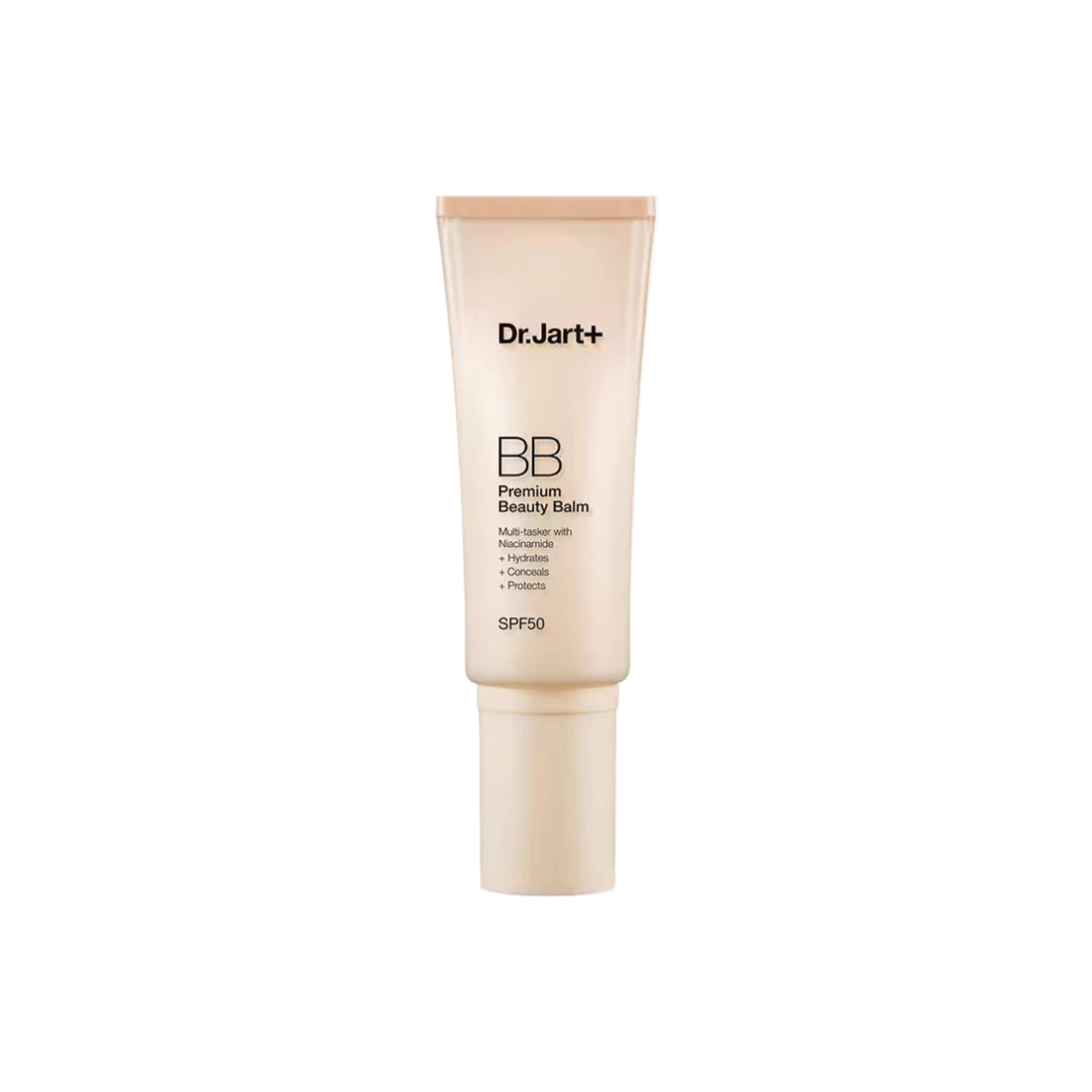 Dr. Jart+ Premium BB Beauty Balm SPF 50 – multitasking BB cream with skincare, makeup, and sun protection.