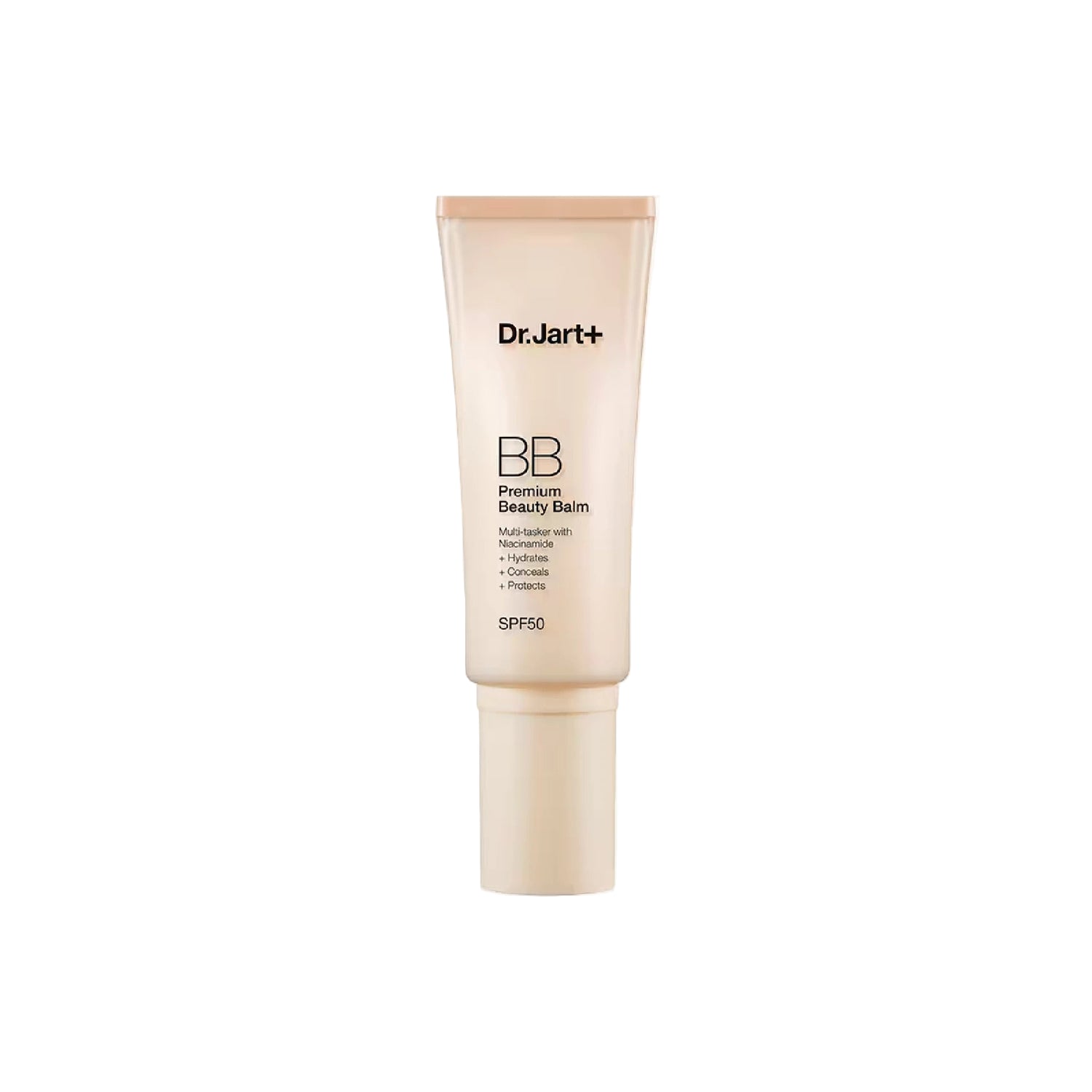 Dr. Jart+ Premium BB Beauty Balm SPF 50 – multitasking BB cream with skincare, makeup, and sun protection.