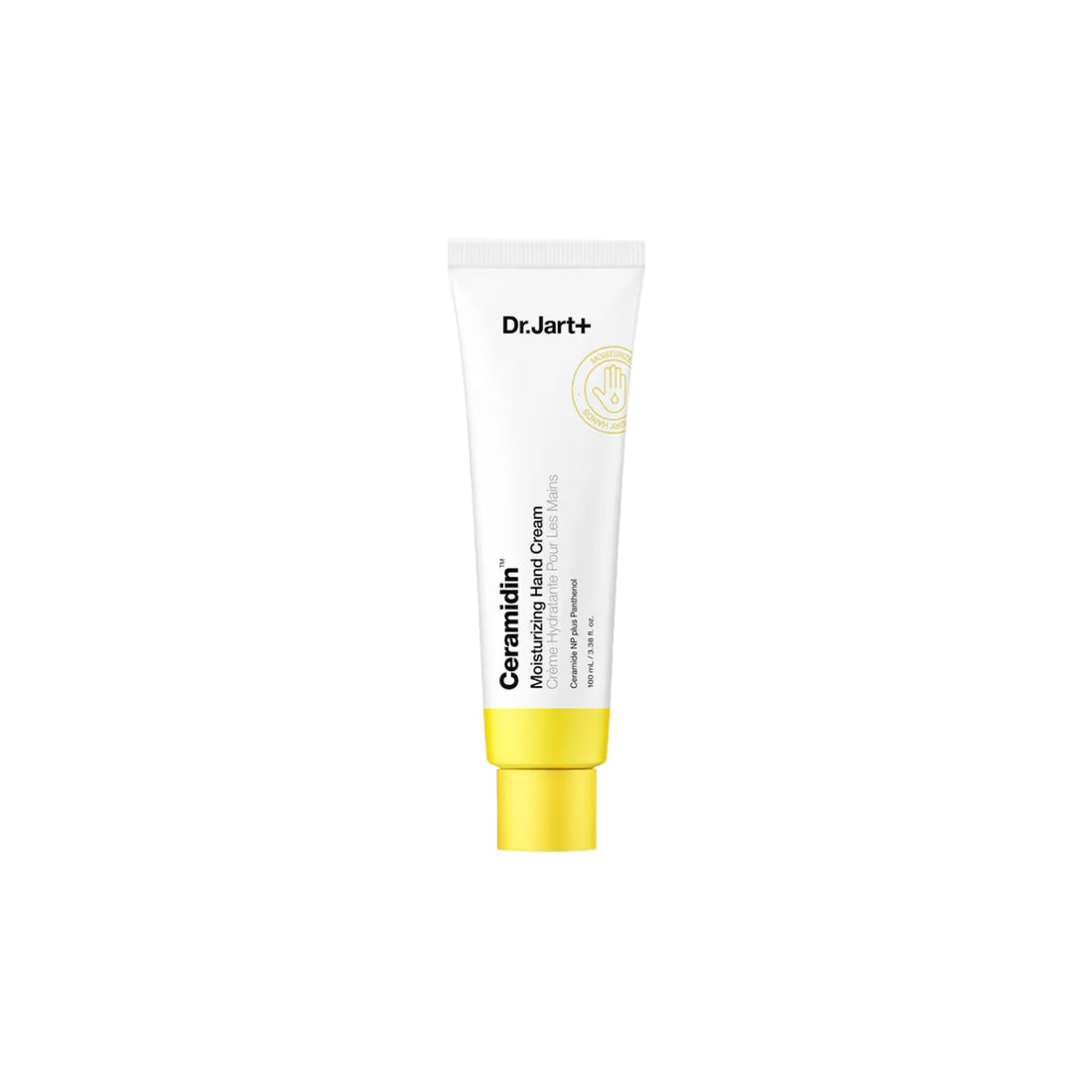Dr. Jart+ Ceramidin Moisturizing Hand Cream – rich, fast-absorbing hand cream for dry hands with Ceramide NP, Panthenol, and Glycerin.