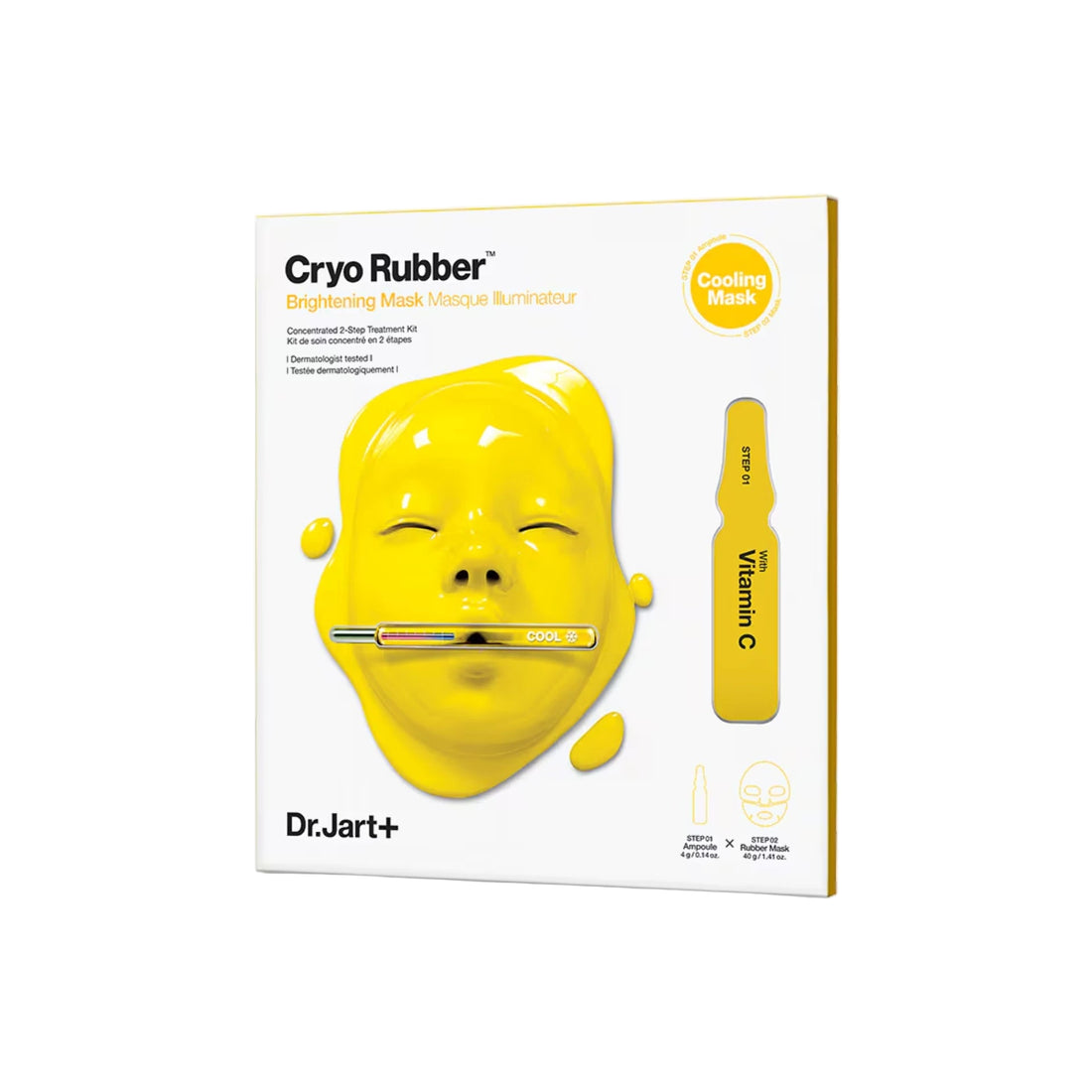 Dr. Jart+ Cryo Rubber™ Brightening Face Mask – two-step cooling mask with Niacinamide and Vitamin C for glowing, hydrated skin.