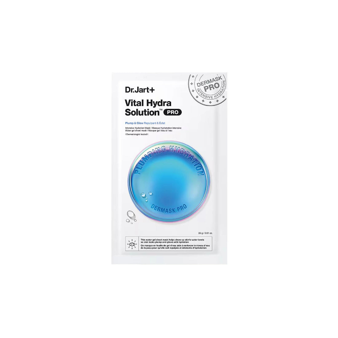 Dr. Jart+ Dermask Vital Hydra Solution – Hydrating sheet mask with Hyaluronic Acid, Pentavitin™ &amp; SJC-GG for plump, radiant, and moisturised skin.
