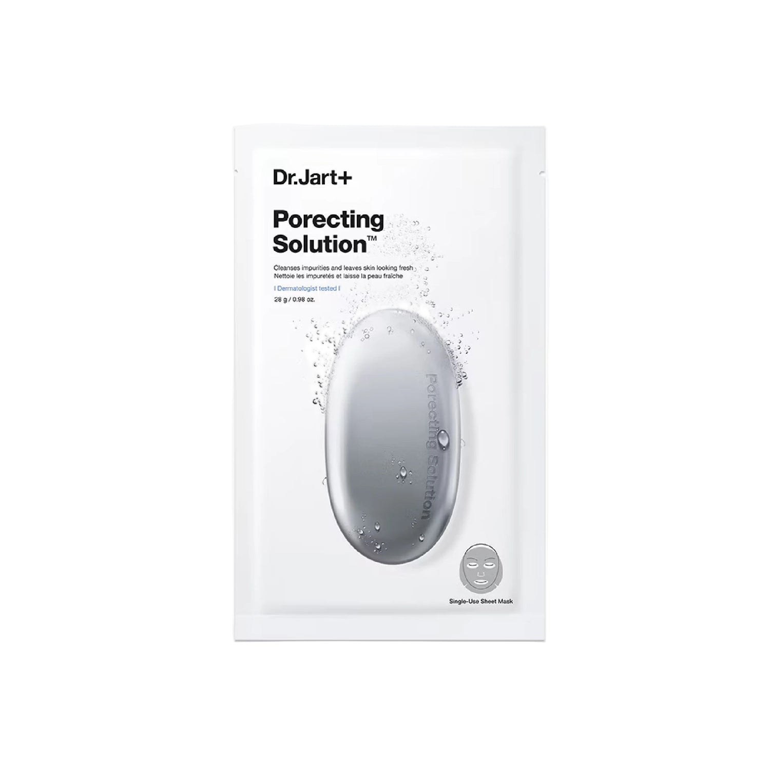 Dr. Jart+ Dermask Porecting Solution Face Mask – bubbling charcoal sheet mask for oily skin, pore tightening, and hydration.