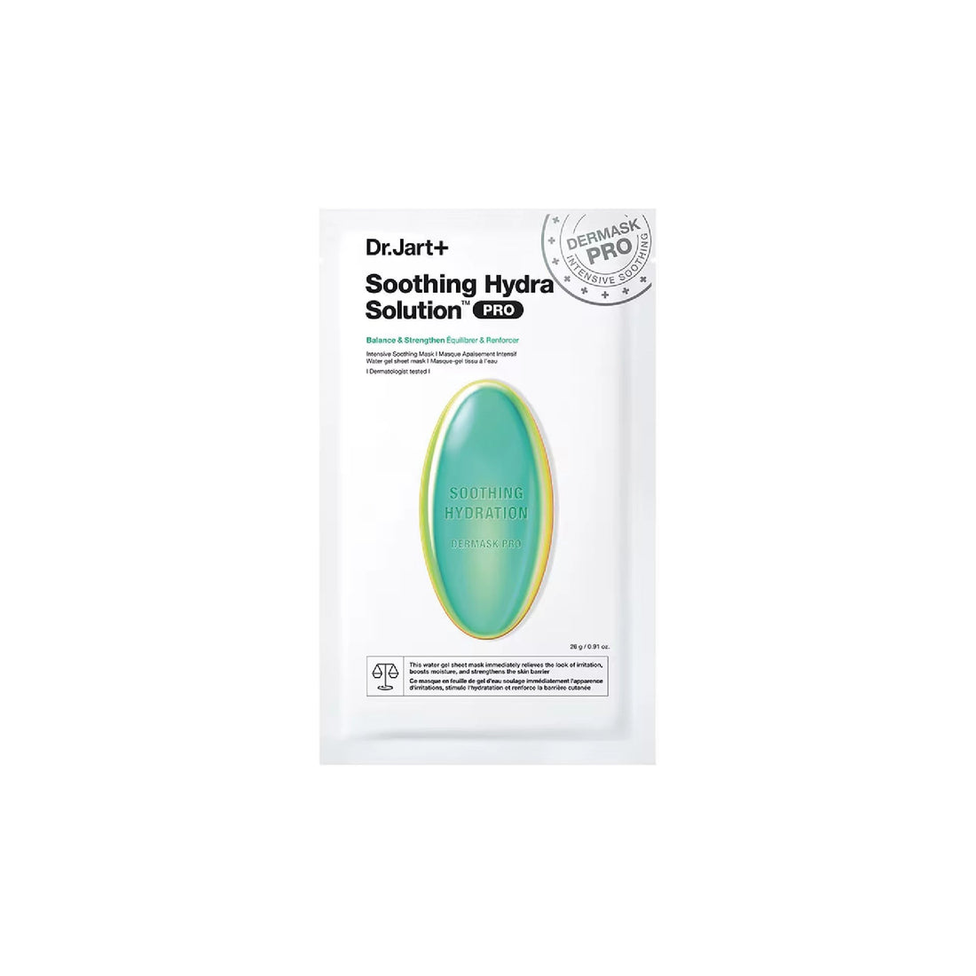 Dr. Jart+ Dermask™ Soothing Hydra Solution™ – Calming gel sheet mask with Allantoin, Panthenol &amp; Beta Glucan to soothe irritation and deeply hydrate skin.