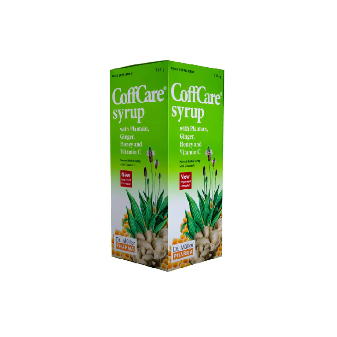 Dr. Müller CoffCare Syrup with Plantain, Ginger, Honey &amp; Vitamin C – natural cold and throat relief.