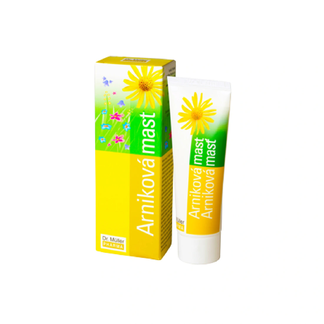 Dr. Müller Arnica Ointment – Natural arnica extract with glycerin and beeswax for muscle relief, joint care, and refreshed, hydrated skin.