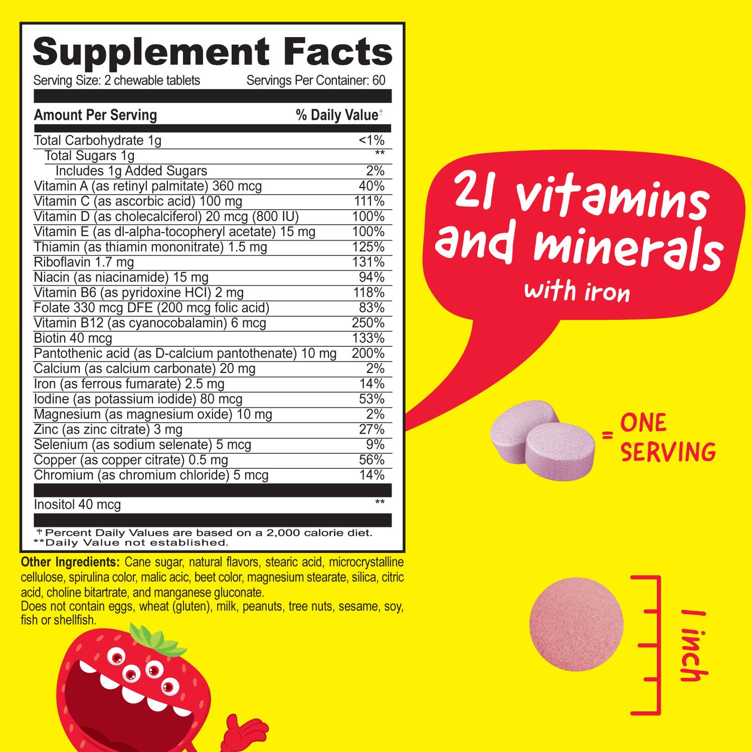 VitaWorks Kids Multivitamin Chewables, Health Support: Natural Strawberry Flavor / 120 Count