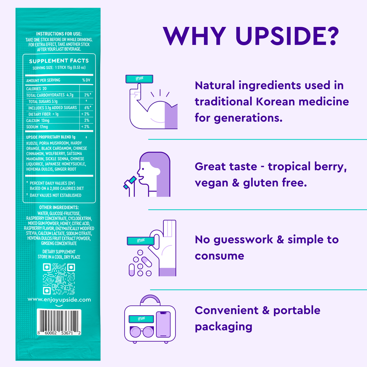 UPSIDE Before Drinking Hangover Sticks - Date Night (4-Pack)
