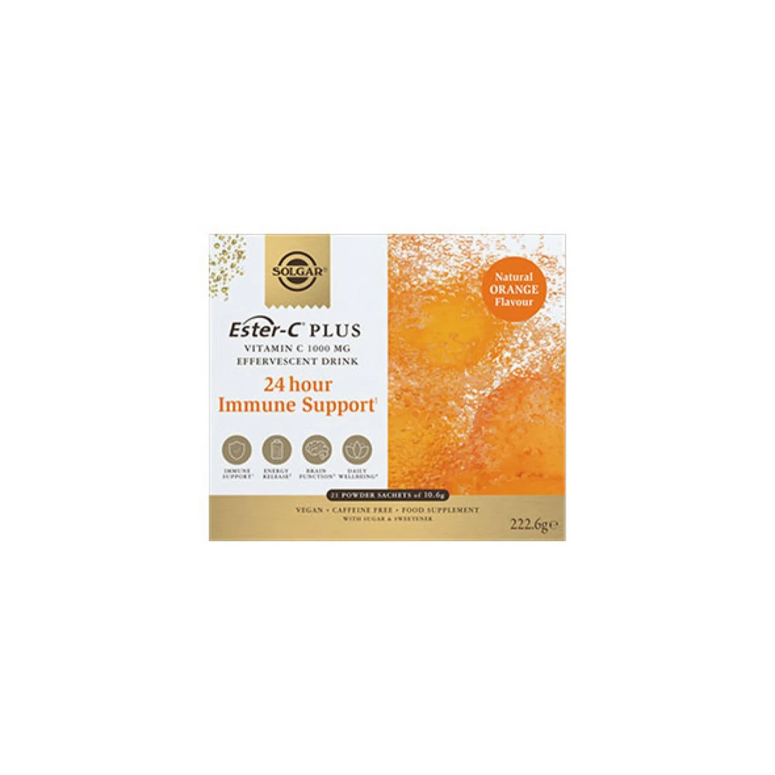 Solgar Ester-C Plus Effervescent Drink - Immune support and energy boost with Ester-C, B-vitamins, and zinc.