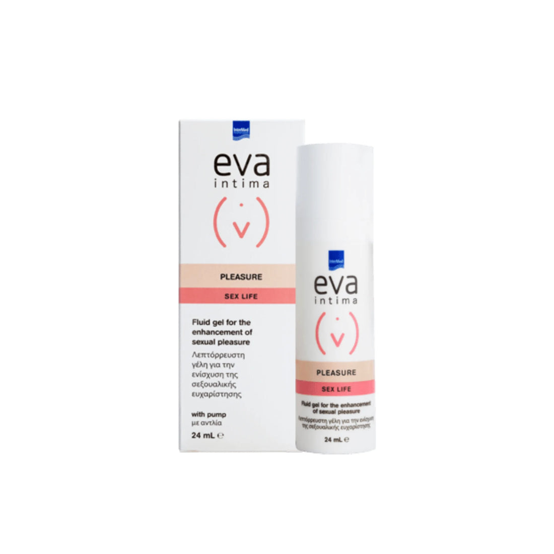 EVA Intima Pleasure gel for enhancing sexual pleasure with cooling menthol and stimulating arginine.
