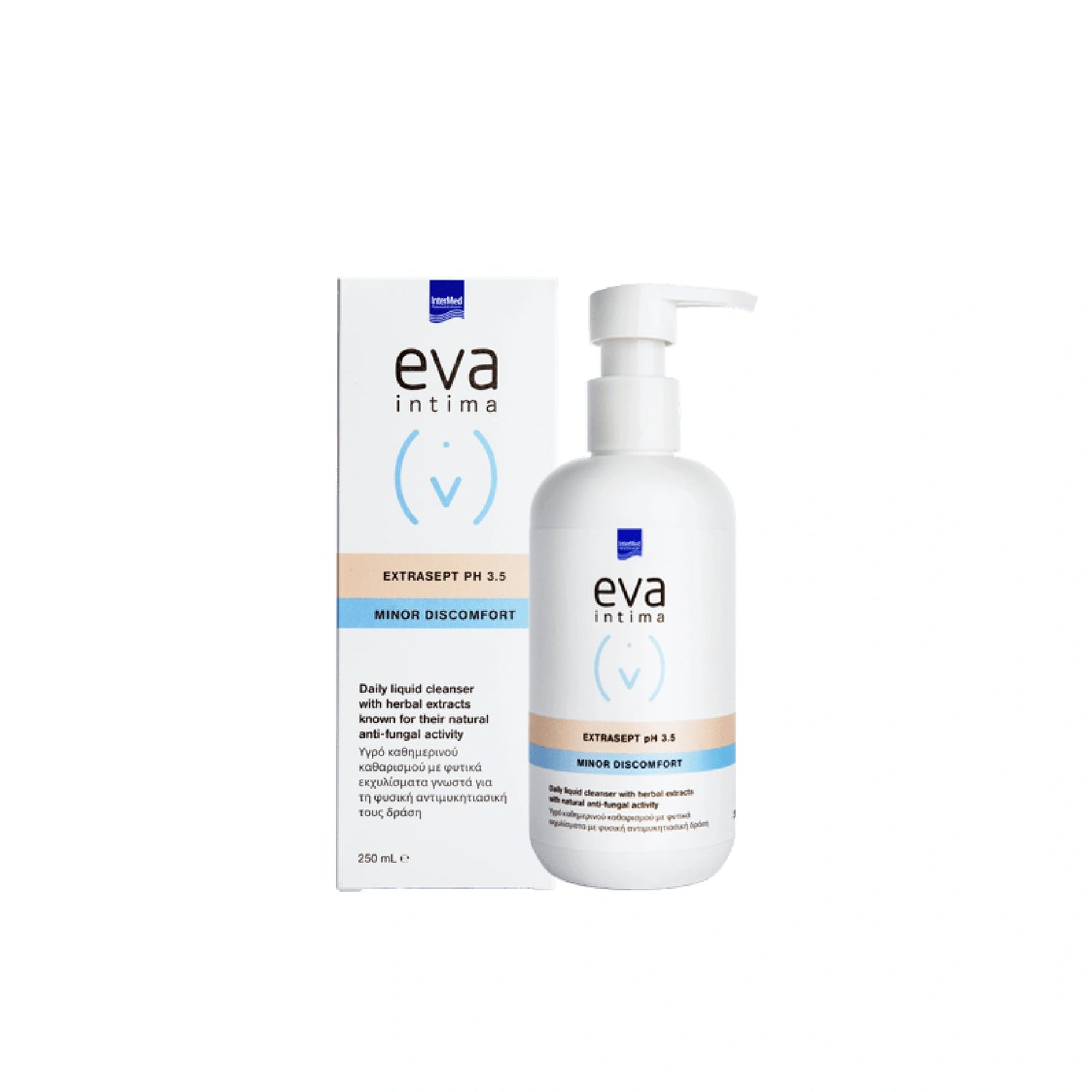 Eva Intima Extrasept 250ml daily cleansing fluid with antifungal action.