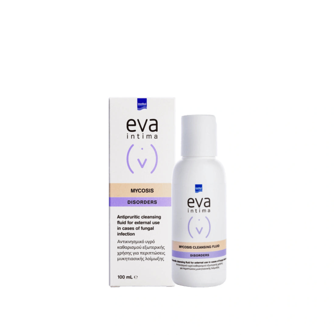 Eva Intima Mycosis Cleansing Fluid 100 ml antifungal cleansing solution.