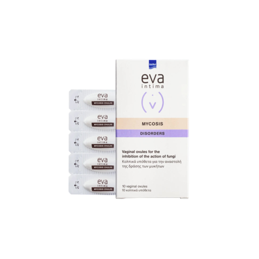 EVA Intima Mycosis Ovules for fungal infection relief with boric acid and tea tree oil.