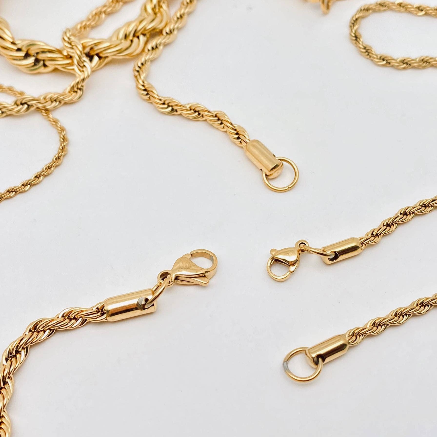 Twists Shape 18K Gold-plated Stainless Steel Chain - MJ/FGS: 4mm*550mm