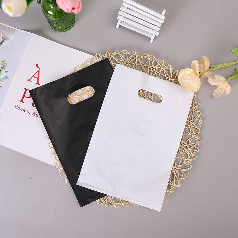 100pcs, white gray self-sealing poly mailer bag w/ handle: Medium