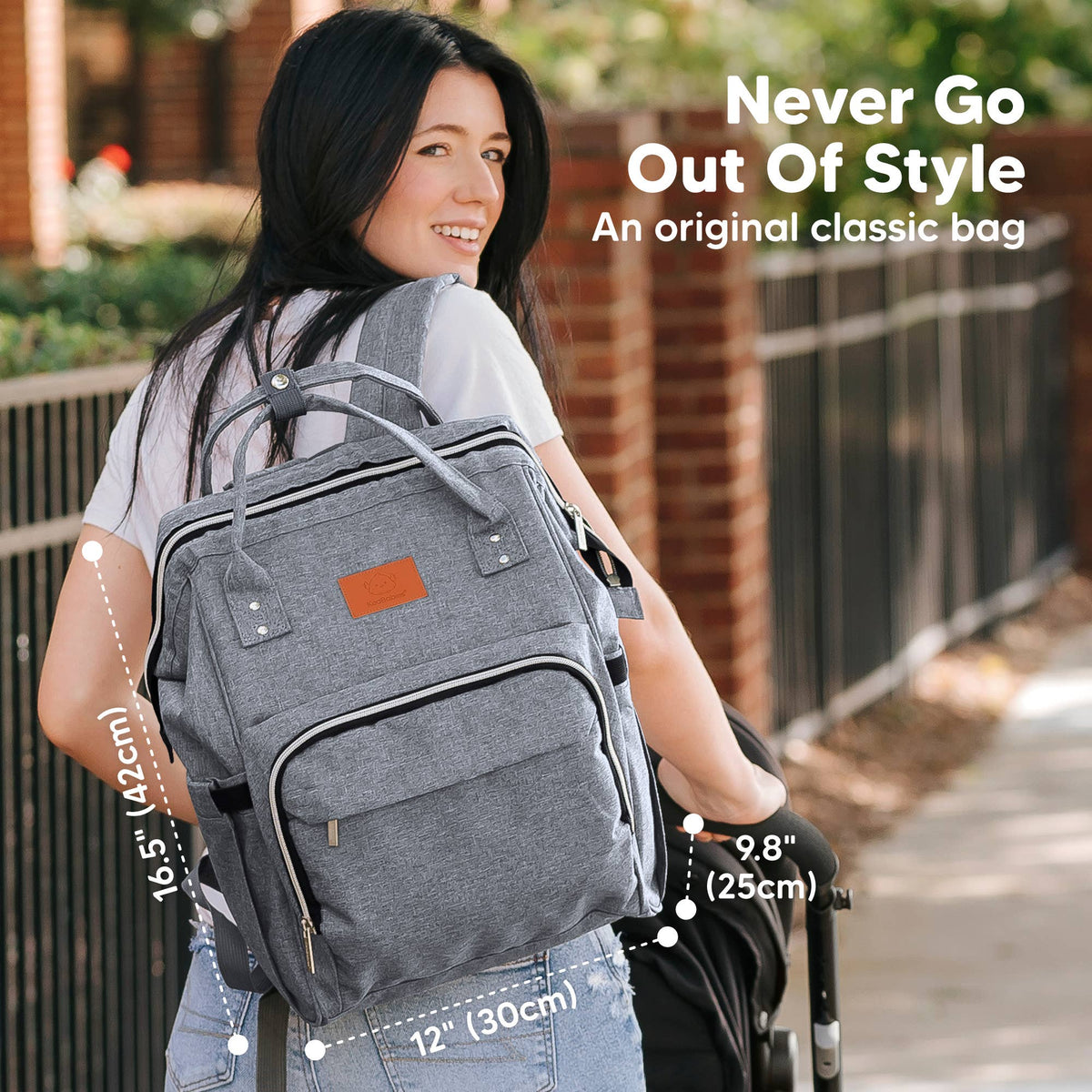 Original Diaper Bag Backpack, Baby Bags with Changing Pad: Classic Gray