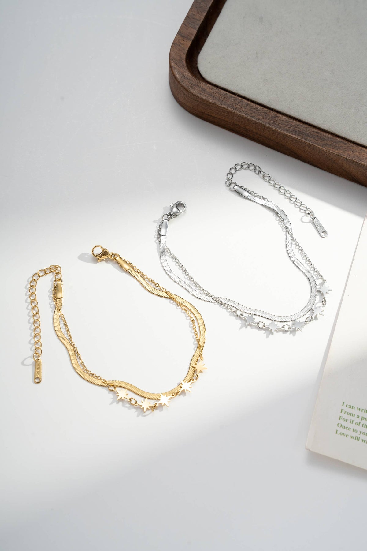 Fine Stainless Steel Star Bracelets: Argent